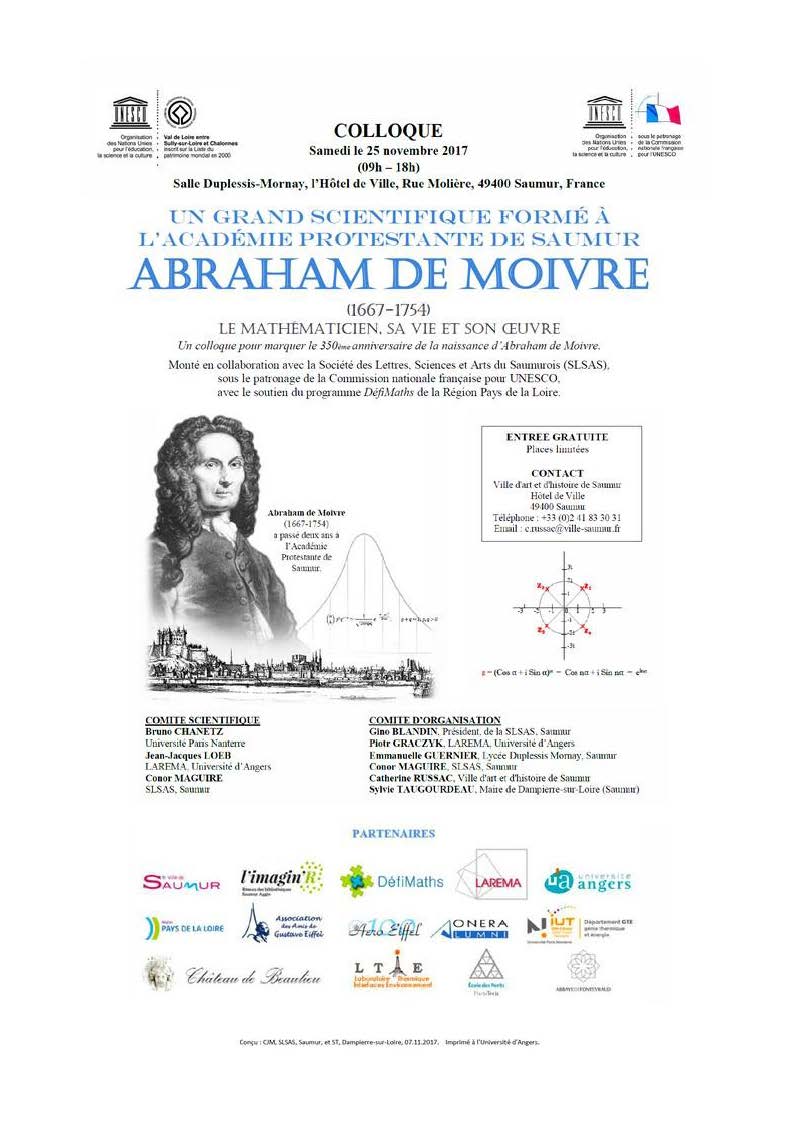 Colloque « Abraham de Moivre », 25 novembre 2017